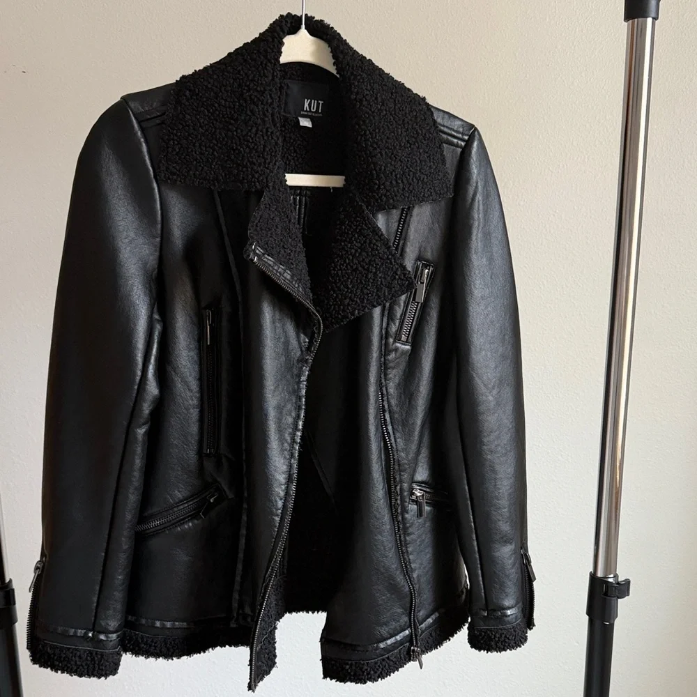 Kut from the Kloth Black Textured Leather Jacket - Picture 4 of 7